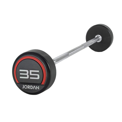 Jordan Fitness Rubber Barbells Straight Bar - Red - 35kg