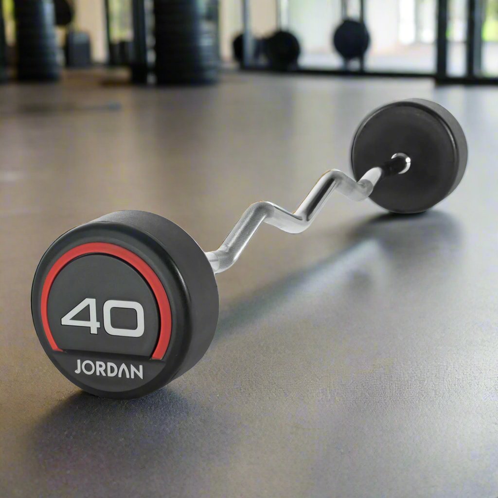 Jordan fitness Urethane Barbell Curl bar (Red) 40kg - gym setting