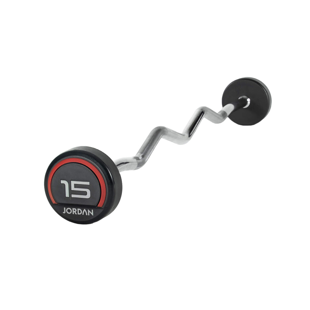 Urethane Fixed Curl Barbells red 15kg