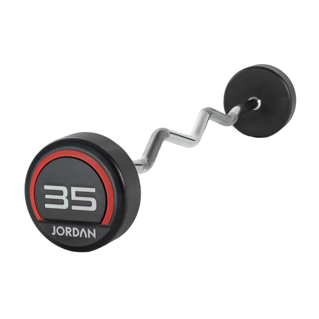 Urethane Fixed Curl Barbells red 35kg