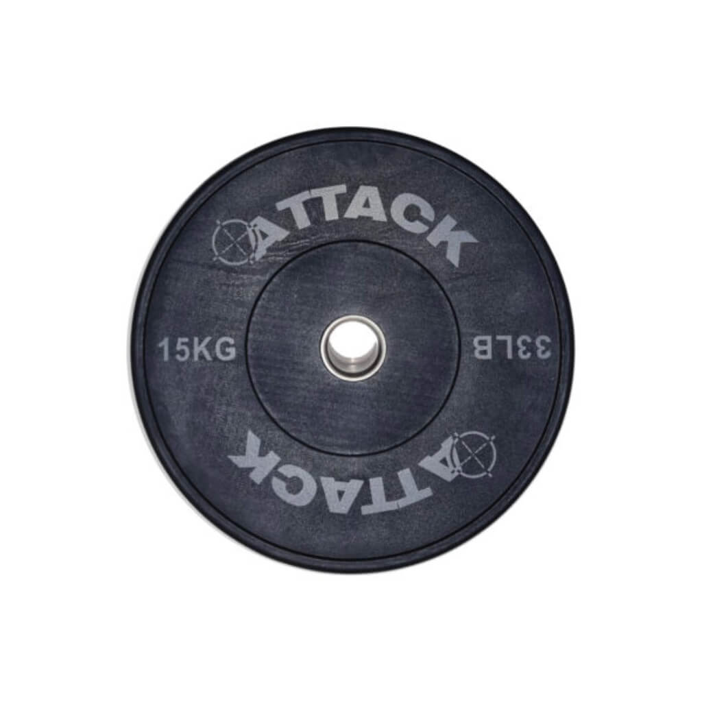 Attack Olympic Solid Rubber Bumper Plates  Black