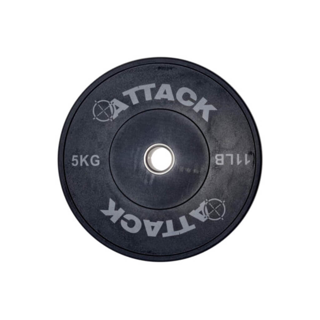 Attack Olympic Solid Rubber Bumper Plates  Black