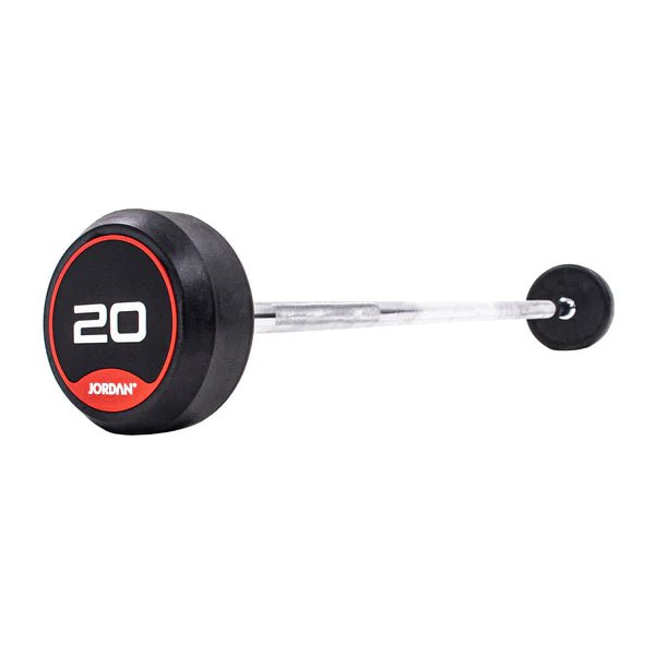 Rubber Barbells - Straight Bar (Red) - FlexYourGym